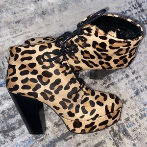 Steve Madden Leather Animal Print Platform Bootie